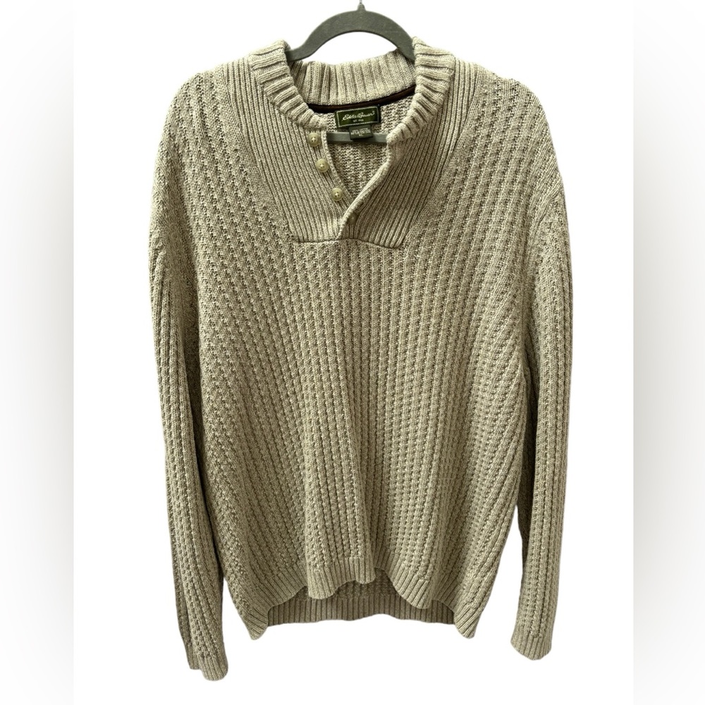 Eddie Bauer Men’s‎ Oatmeal/Sand Henley Sweater Size XL